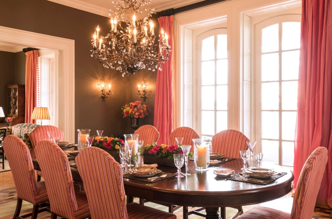 E.B. Morgan House dining room with pink interior.