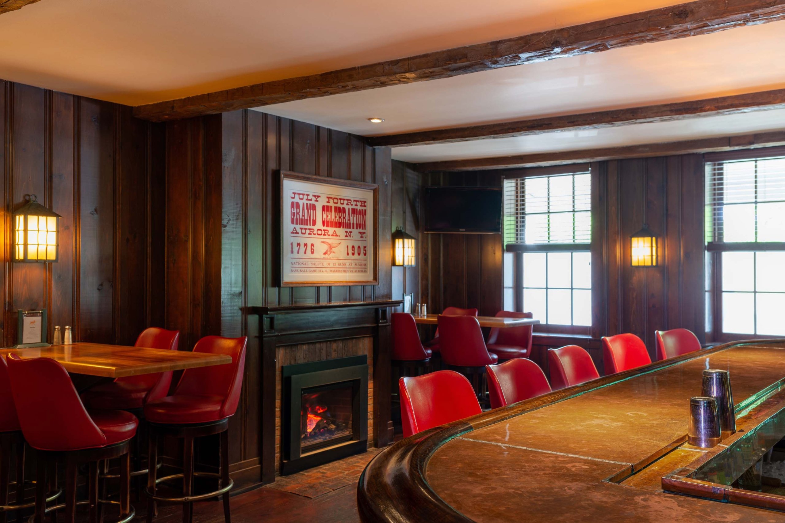 Long bar in a spacious bar setting in Fargo Bar & Grill Bar.