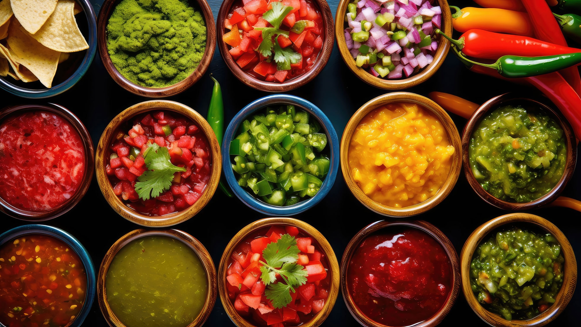 Salsa ingredients in bowls